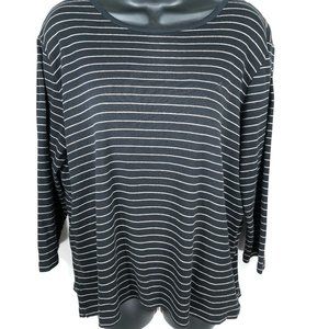 Lauren Ralph Lauren Women's Top Size 2X Stripe Cotton Pullover 3/4 Sleeve Cotton